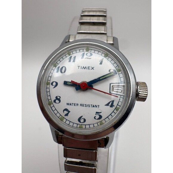 Vintage Timex Ladies Mechanical Date Watch - Spare or Repair - Case France - Picture 3 of 9